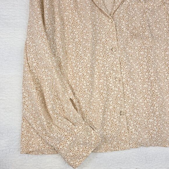 Worthington Spotted Button-Down Blouse Women’s 1X Neutral Tan Print - Picture 13 of 16